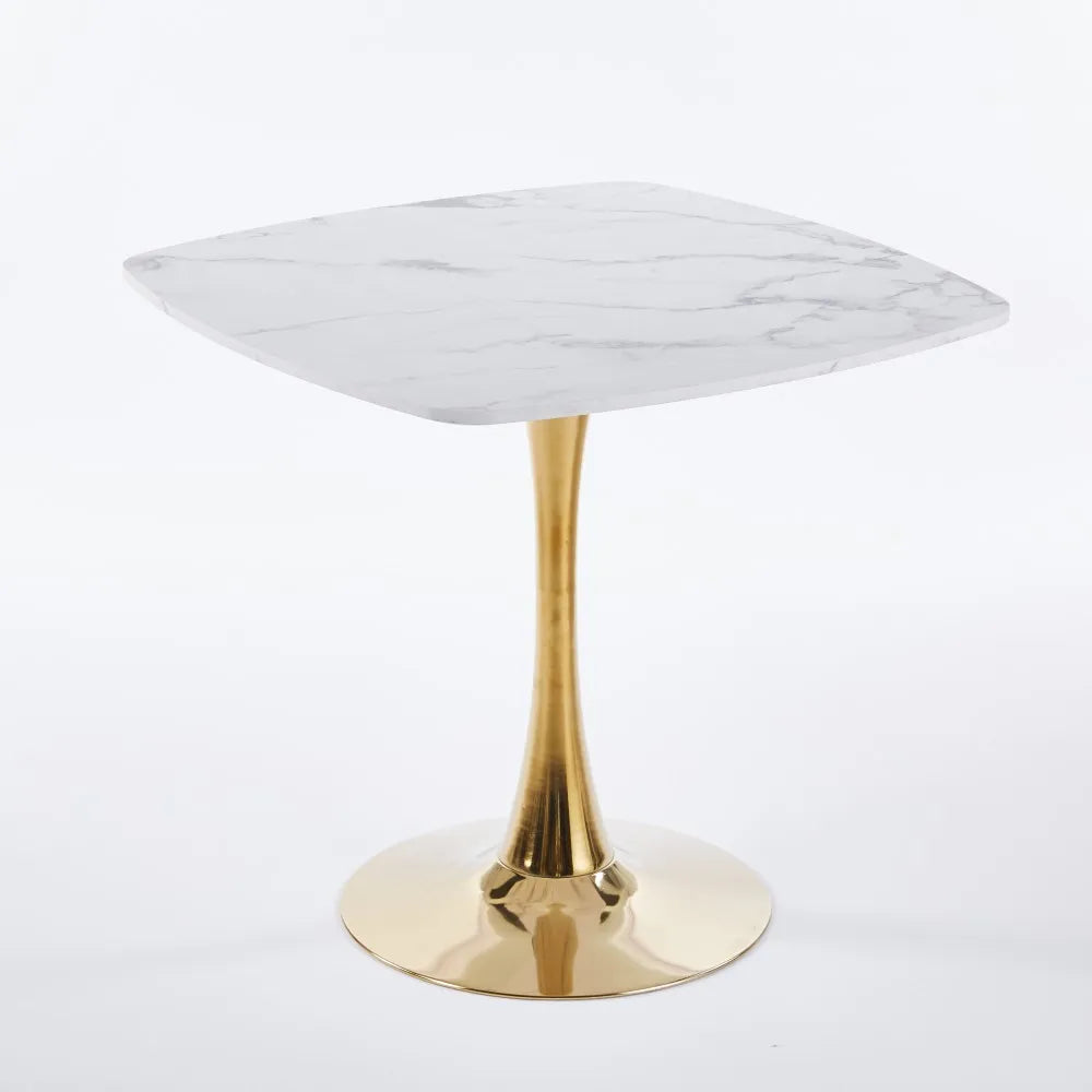 Square Dining Table Marble Top Golden Metal Frame Modern Design Home Furniture 2-4 Persons Small  Apartment