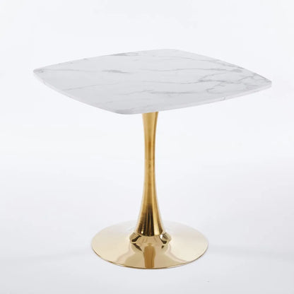 Square Dining Table Marble Top Golden Metal Frame Modern Design Home Furniture 2-4 Persons Small  Apartment