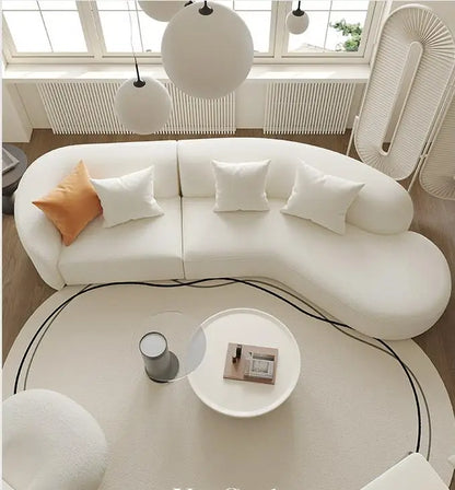 Light Luxury Italian Modern Cream Style High-End Moon Curved Fabric Sofa Minimalist Irregular Design Upholstered for School
