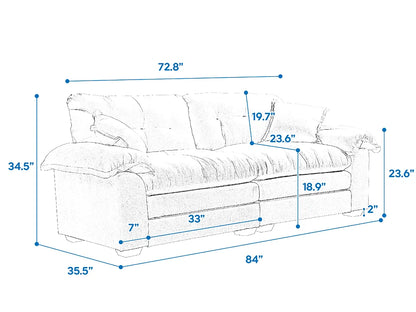 84" Chenille Convertible Modern Sofa Loveseat Deep Seat 2 Throw Pillows Memory Foam Living Room Apartment Office Lounge-Black