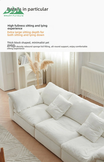 Wayon   Modern Modular Sofa with Wooden Legs Light Beige Fabric for Apartment Living Room Flexible Sectional