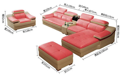 Living Room Sofa set furniture real genuine cow leather sofas recliner couch puff asiento muebles de sala canape L sofa cama