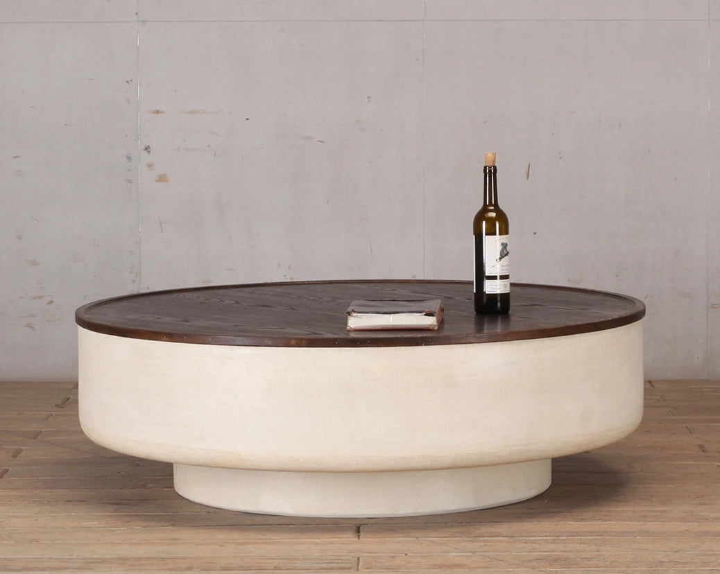 Japanese Wabi-Sabi Antique Luxury Coastal Design Coffee Table Living Room Solid Wood Stone Top Customizable Color Furniture 3