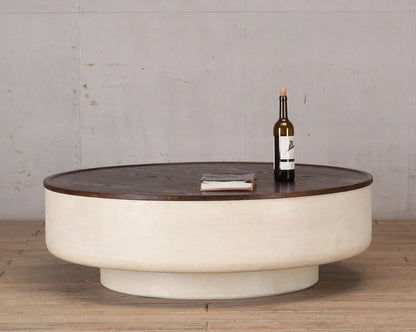 Japanese Wabi-Sabi Antique Luxury Coastal Design Coffee Table Living Room Solid Wood Stone Top Customizable Color Furniture 3