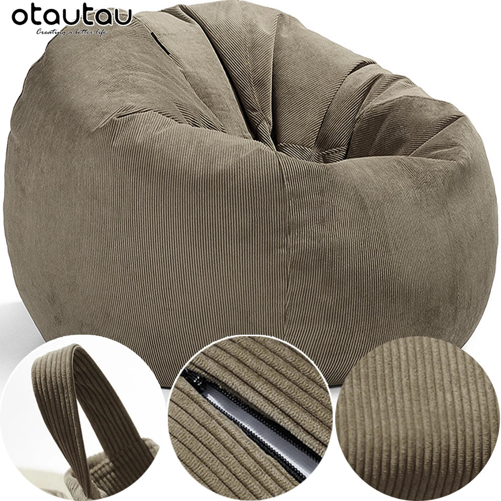 OTAUTAU Adults Children Corduroy Bean Bag Cover Without Filler Beanbag Pouf Chair Puff Salon Corner Seat Game Movie Sac DD005