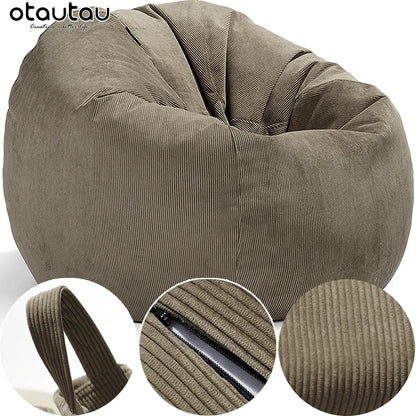 OTAUTAU Adults Children Corduroy Bean Bag Cover Without Filler Beanbag Pouf Chair Puff Salon Corner Seat Game Movie Sac DD005