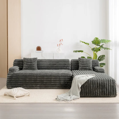 Cloud Convertible Sectional Sofa Set Modular Design for Apartment Living Room Dark Gray