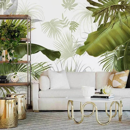 Custom Any Size Mural Wallpaper Nordic Hand Painted Tropical Leaves Plants Indoor Luxury Backdrop Wall Painting Papel De Parede