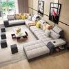 Wayon   Modular Fabric L-Shaped Sofa with Wooden Legs & Built-in USB Charging Storage Unit Modern Living Room Set