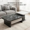 Modern Two-piece Design, Coffee Table, Wooden Board, Glossy Paint, Easy to Clean, Durable, Household Living Room Furniture
