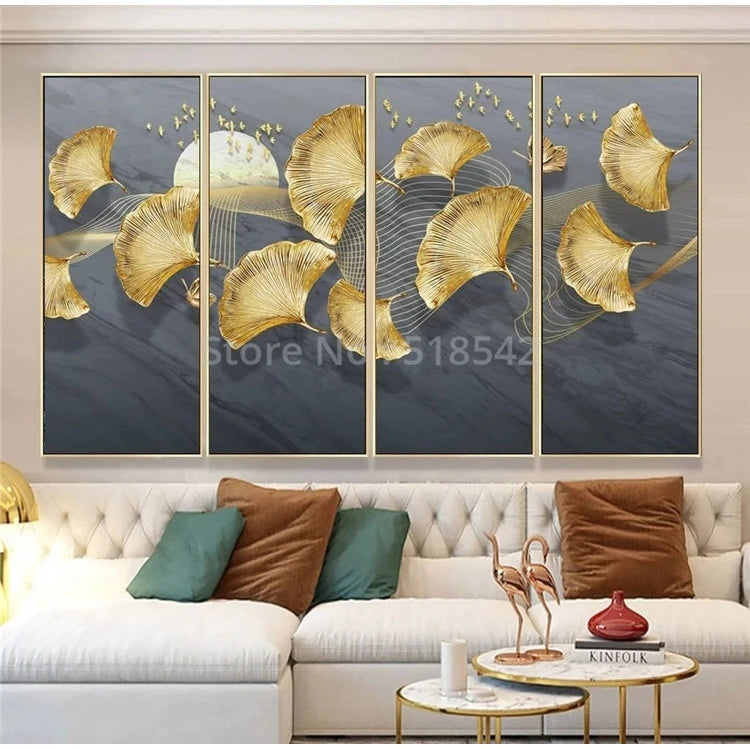 Custom Photo Wallpaper Modern Minimalist Light Luxury 3D Golden Ginkgo Background Wall Mural Living Room TV Sofa Papel De Parede