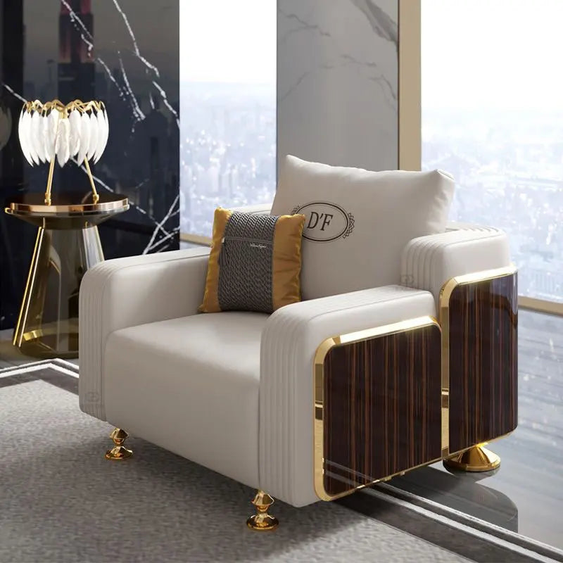 Postmodern High-End Luxury Living Room Furniture Whole Leather Sand Head Layer Combination Genuine Leather High Quality