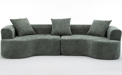 84" Chenille Convertible Modern Sofa Loveseat Deep Seat 2 Throw Pillows Memory Foam Living Room Apartment Office Lounge-Black