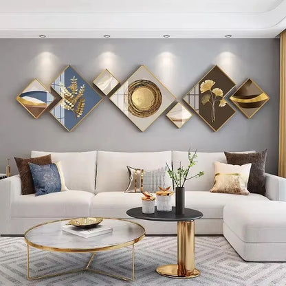 270X73cm Aluminum Alloy Frame Glass Gallery Hanging Paintings Living Room TV Sofa Background Crystal Wall Decor Dropshipping DDP