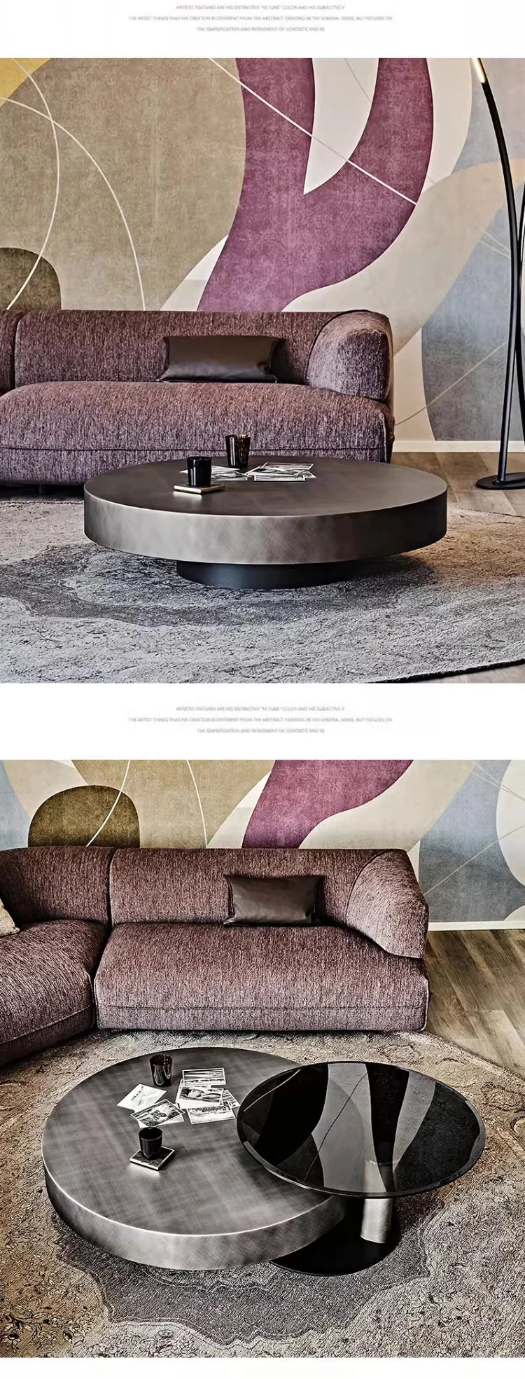 Luxury Modern Round Coffee Table Sets Hotel Center Tables Frame Combination Coffee Table Living Room Metal With Glass 1 Piece
