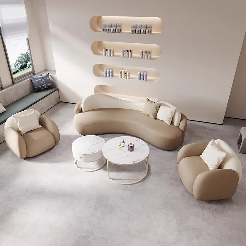 Modern Modular Reception Office Sofa Set Reclining Space-Efficient Eco-Friendly Durable Leather High-Density Sponge Furniture