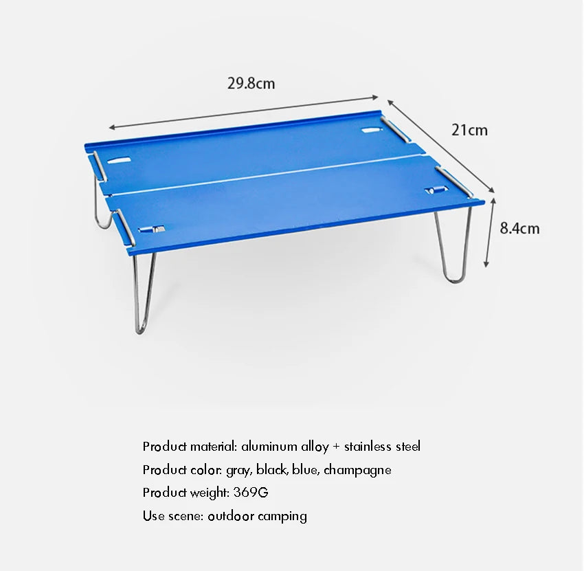 Portable Camping Table, Small Ultralight Folding Table with Aluminum Table Top and Carry Bag, Mini Barbecue Coffee Table