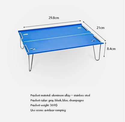 Portable Camping Table, Small Ultralight Folding Table with Aluminum Table Top and Carry Bag, Mini Barbecue Coffee Table