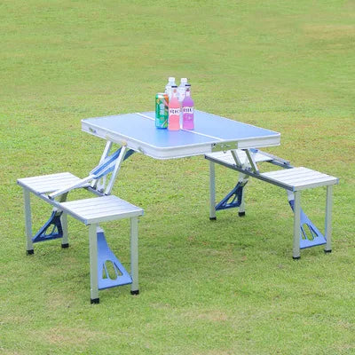 Outdoor Folding Table Aluminum Alloy Piece Table Portable Table And Chair Camping  Picnic Portable Combination Table And Chair