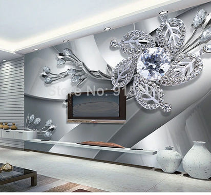 Custom Any Size 3D Wall Mural Wallpaper Diamond Flower Patterns Background Modern Art Large Wall Painting Living Room Home Decor