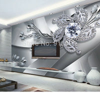 Custom Any Size 3D Wall Mural Wallpaper Diamond Flower Patterns Background Modern Art Large Wall Painting Living Room Home Decor