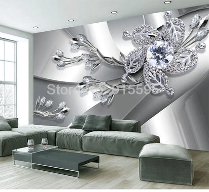 Custom Any Size 3D Wall Mural Wallpaper Diamond Flower Patterns Background Modern Art Large Wall Painting Living Room Home Decor
