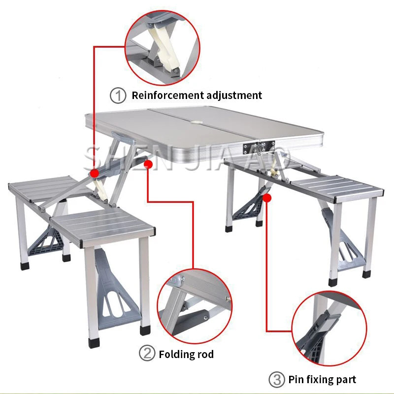 Outdoor Folding Table Aluminum Alloy Piece Table Portable Table And Chair Camping  Picnic Portable Combination Table And Chair