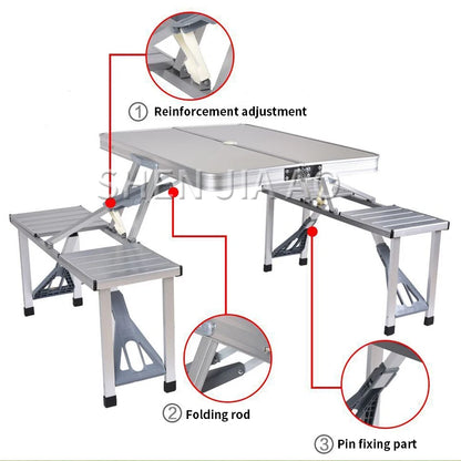 Outdoor Folding Table Aluminum Alloy Piece Table Portable Table And Chair Camping  Picnic Portable Combination Table And Chair