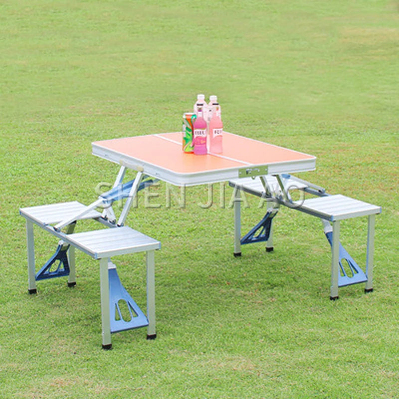 Outdoor Folding Table Aluminum Alloy Piece Table Portable Table And Chair Camping  Picnic Portable Combination Table And Chair
