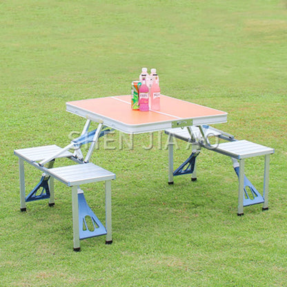 Outdoor Folding Table Aluminum Alloy Piece Table Portable Table And Chair Camping  Picnic Portable Combination Table And Chair