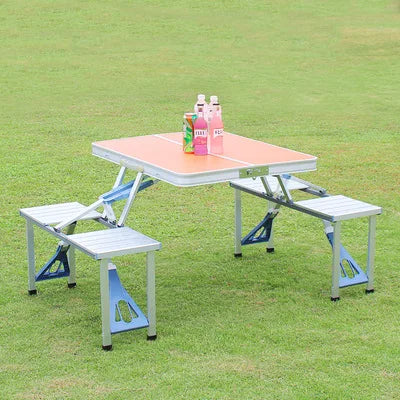 Outdoor Folding Table Aluminum Alloy Piece Table Portable Table And Chair Camping  Picnic Portable Combination Table And Chair