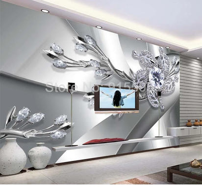 Custom Any Size 3D Wall Mural Wallpaper Diamond Flower Patterns Background Modern Art Large Wall Painting Living Room Home Decor