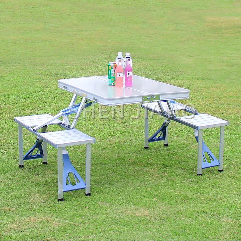 Outdoor Folding Table Aluminum Alloy Piece Table Portable Table And Chair Camping  Picnic Portable Combination Table And Chair