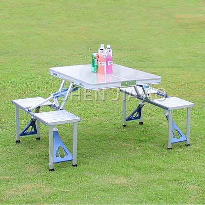 Outdoor Folding Table Aluminum Alloy Piece Table Portable Table And Chair Camping  Picnic Portable Combination Table And Chair