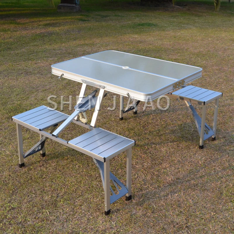 Outdoor Folding Table Aluminum Alloy Piece Table Portable Table And Chair Camping  Picnic Portable Combination Table And Chair