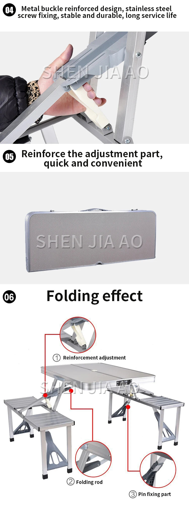 Outdoor Folding Table Aluminum Alloy Piece Table Portable Table And Chair Camping  Picnic Portable Combination Table And Chair