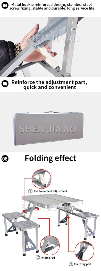 Outdoor Folding Table Aluminum Alloy Piece Table Portable Table And Chair Camping  Picnic Portable Combination Table And Chair