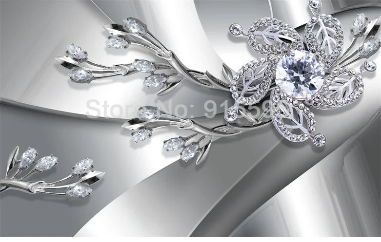 Custom Any Size 3D Wall Mural Wallpaper Diamond Flower Patterns Background Modern Art Large Wall Painting Living Room Home Decor