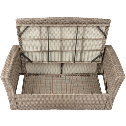 Modern U-Style 4-Piece Outdoor Rattan Sectional Sofa Set with Ottoman Cushions Durable & Lightweight All-Weather Furniture