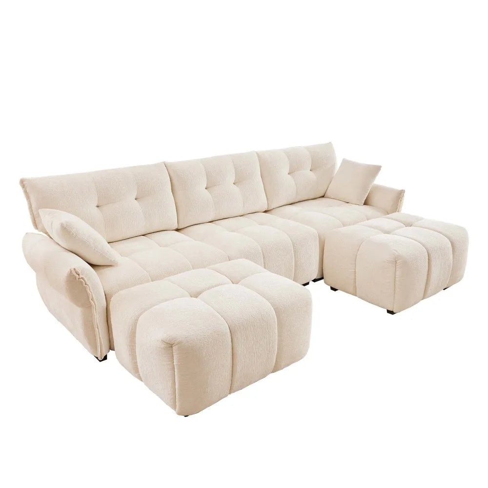 Cream-style Cotton Candy Sofa Set Living Room Furniture Modern Sofa Minimalism Soft Cloud White Lambs Wool Fabric Sofa for Home