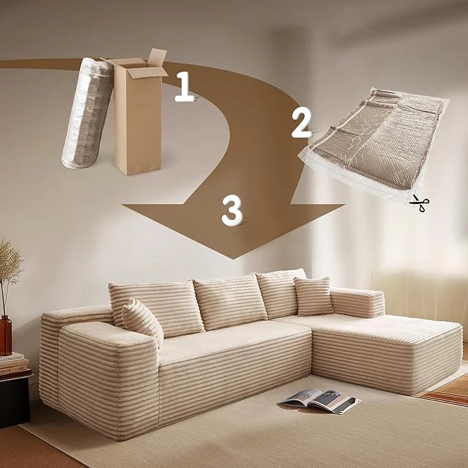 Best-Selling Convertible Tufted L-Shaped Modular Fabric Sofa with Modern Design for Living Room-Flexible Combination Sofa Set