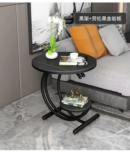 Contemporary Modern Luxury Living Room Side Table Made of Sintered Stone With Metal Frame Home Bar Office Furniture Park