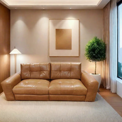 OEM ODM European Villa Retro Vintage Brown Genuine Leather Sectional Sofa Living Room Furniture Modular Premium Leather Sofa Set