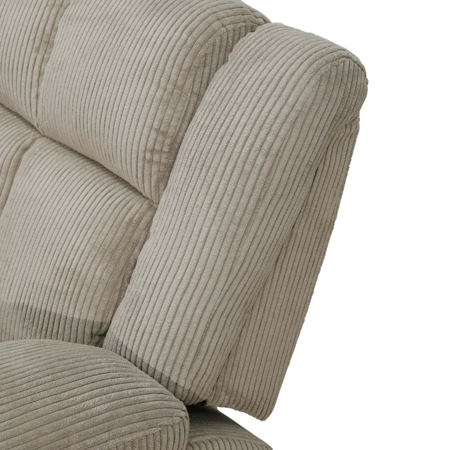 Beige Corduroy 3-Piece Living Room Recliner Sofa Set