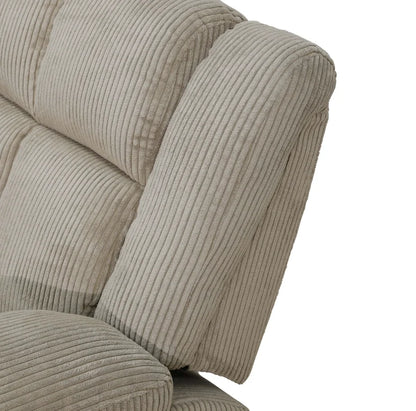 Beige Corduroy 3-Piece Living Room Recliner Sofa Set