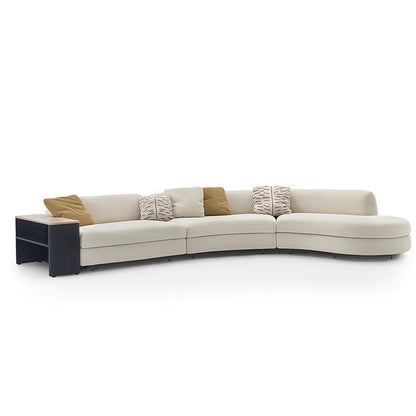 Nordic Style Convertible Upholstered Fabric Sectional Sofa with Curved Arms for Hotel Living Room Apartment