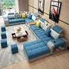 Wayon   Modular Fabric L-Shaped Sofa with Wooden Legs & Built-in USB Charging Storage Unit Modern Living Room Set