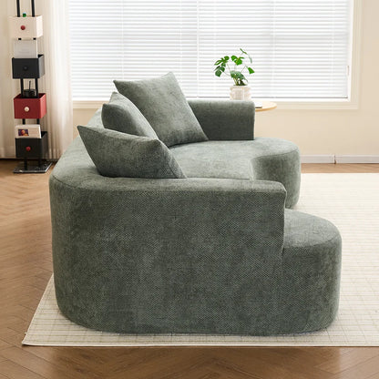 84" Chenille Convertible Modern Sofa Loveseat Deep Seat 2 Throw Pillows Memory Foam Living Room Apartment Office Lounge-Black