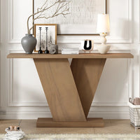 Modern Solid Wood Console Table with V-Base Design and Storage Eco-Friendly and Durable Home Furniture for Living Room