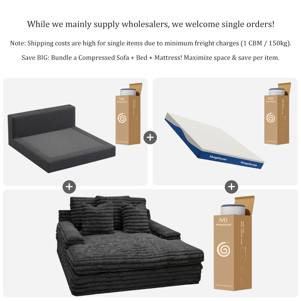Direct Factory's Compressed Sofa Set Foshan China Fabric Sponge Upholstered Bed Living Room Furniture Vacuum Roll Packed Box